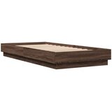 vidaXL Posteljni okvir LED lučkami rjavi hrast 100x200 cm | Shoptok.si