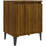  Noćni ormarić s metalnim nogama boja smeđeg hrasta 40x30x50 cm | shoptok.hr