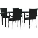  5-dijelni vrtni blagovaonski set od poliratana crni | shoptok.hr