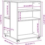  Bočni stolić s kotačima boja dimljenog hrasta 55x60x78cm drveni | shoptok.hr