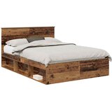  Krevetna konstrukcija s uzglavljem Staro drvo 135 x 190 cm | shoptok.hr