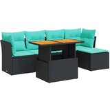 vidaXL Vrtna garnitura - 6-dijelni set vrtnih sofa s jastucima crni od poliratana - Crna sa spremištem 1 | shoptok.hr