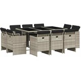  11-dijelni vrtni blagovaonski set s jastucima svijetlosivi | shoptok.hr