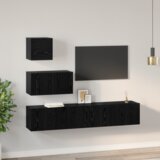 vidaXL TV Kabinet za Zid s policom s pohranom s vratima 4 pcs Crni hrast | shoptok.hr