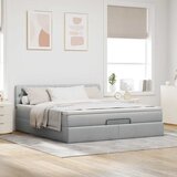  Otomanski krevet s madracem&LED svijetlosivi 180x200cm tkanine | Eponuda.ba