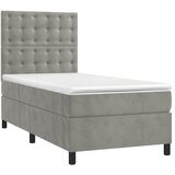 Box spring krevet s madracem svjetlosivi 100x200 cm baršunasti | shoptok.hr