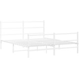  Metalni okvir kreveta uzglavlje i podnožje bijeli 150 x 200 cm | shoptok.hr