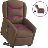 vidaXL Električni masažni naslonjač na podizanje od tkanine smeđi | shoptok.hr