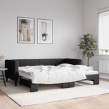 vidaXL Izvlečna dnevna postelja črna 90x200 cm blago Cene
