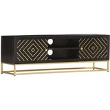vidaXL TV omarica črna in zlata 120x30x40 cm trden mangov les | Shoptok.si
