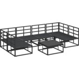 vidaXL Vrtna sedežna garnitura 7 pcs Črna 70 x 70 x 32 cm Aluminij | Shoptok.si