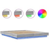 vidaXL Posteljni okvir z LED lučkami siva sonoma 150x200 cm inž. les | Shoptok.si