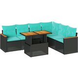  Vrtna garnitura - 7-dijelni set vrtnih sofa od poliratana s jastucima crni - Crna sa spremištem 1 | shoptok.hr