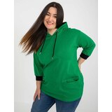 Fashion Hunters Green plus size cotton sweatshirt with slogan Cene
