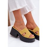 Boto Ladies Platform Slippers With A Chunky Heel Yellow Rizana | Shoptok.si