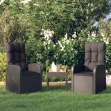 Maison Chic Nastavljivi vrtni stoli - Stol za vrt 2 kosa z blazinami poli ratan črni JS79, (21877620) | Shoptok.si