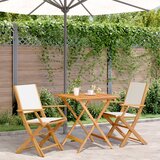  3-dijelni bistro set od tkanine i masivnog drva krem bijelim | Eponuda.com