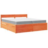  Krevet s ladicama i madracem voštano smeđi 200x200 cm borovina | shoptok.hr