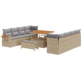  11-delni vrtni kavč set z blazinami Bež Poli Ratan Akacija | Shoptok.si