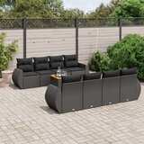  9-dijelni set vrtnih sofa s jastucima crni od poliratana | shoptok.hr