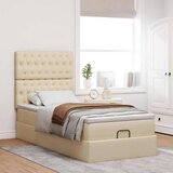  Otomanski posteljni okvir z vzmetnico krem 80x200 cm blago, (21653254) | Shoptok.si
