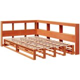  Knjižna postelja brez vzmetnice vošč. rjava 120x200 cm borovina | Shoptok.si