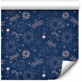  Tapeta - Cosmic Fantasy - Pattern with Suns - Moons - and Dragonflies on a Dark Background. 49x1000 Samoljepljiva | shoptok.hr