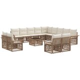 vidaXL Vrtna sedežna garnitura 14 pcs Bež in smetanasto bela, (5000270293) | Shoptok.si