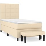 vidaXL Box spring postelja z vzmetnico krem 100x200 cm blago, (20894550) | Shoptok.si