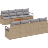 9 Komadni Vrtni Sofa Set s Jastucima Bež Poliratanski Akacija | shoptok.hr
