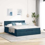  Otomanski krevet s madracem tamnoplavi 160x200 cm baršunasti | shoptok.hr