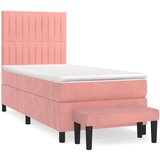 vidaXL Box spring postelja z vzmetnico roza 90x190 cm zamet | Shoptok.si