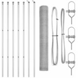 vidaXL Heksagonalna ograda 1x10 m Pocinčani čelik, Ogradni stupovi 7 kom Ø32 mm 150 cm Pocinčani čelik | shoptok.hr