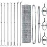 vidaXL Evropska ograja z 7 flanšastimi stebri 1.2x10 m Galvanizirano jeklo | Shoptok.si