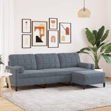  Trosjed s tabureom tamnosivi 210 cm baršunasti | shoptok.hr