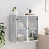 vidaXL Stenska omarica s steklenimi vrati siva sonoma 68x37x68,5 cm | Shoptok.si