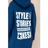 Kesi Padded sweatshirt with a long back and a hood in navy blue | shoptok.hr
