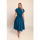 Fenzy Midi Obleka S Pasom, Petrol | Shoptok.si