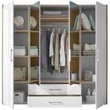 Modern Living Omara S Klasičnimi Vrati Lembo, Bela, Barva Hrasta | Shoptok.si