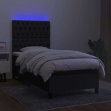 vidaXL Krevet box spring s madracem LED crni 100x200 cm od tkanine | shoptok.hr