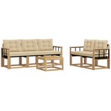 vidaXL Zunanja garnitura za sedenje z blazino 6 pcs Bela in bež, (5000279962) | Shoptok.si