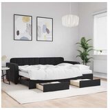 vidaXL Izvlečna dnevna postelja s predali črna 80x200 cm žam | Shoptok.si