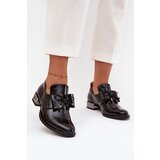 Zazoo Patent Leather Women's Low Heel Shoes with Bow 1399 Black | shoptok.hr