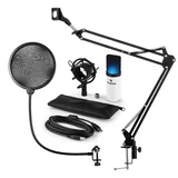 Auna MIC-900WH-LED USB, mikrofon set V4, kondenzatorski mikrofon, pop filter, nosač za mikrofon, LED, bijela