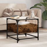 vidaXL Stolić sa staklenom površinom boja hrasta 50x50x45 cm čelik | shoptok.hr