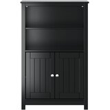  Kupaonski ormarić BERG crni 69,5x34x110 cm od masivne borovine | shoptok.hr