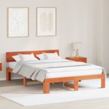 vidaXL posteljna konstrukcija s naslonom Voskana rjava 160x200 cm Trden borov les | Shoptok.si