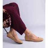 Gemre Beige faux leather ballerinas with buckles Kamelia | shoptok.hr