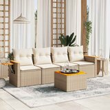  5-dijelni vrtni set sofa s jastucima bež od poliratana | shoptok.hr