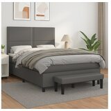 vidaXL Box spring postelja z vzmetnico siv 140x190 cm umetno usnje | Shoptok.si